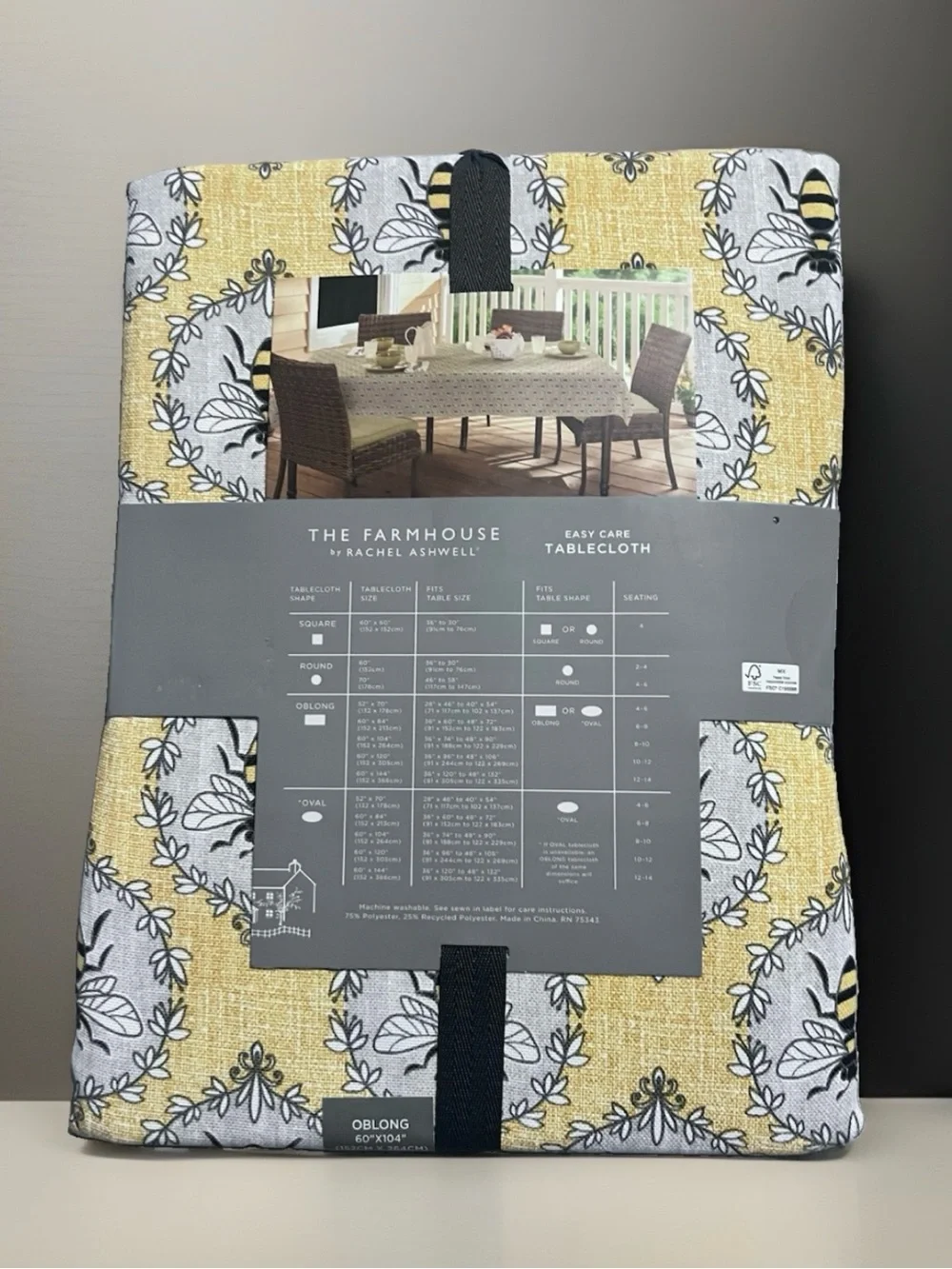 The Farmhouse By Rachel Ashwell Bumblebee Tablecloth 60”x104” Oblong No Fade